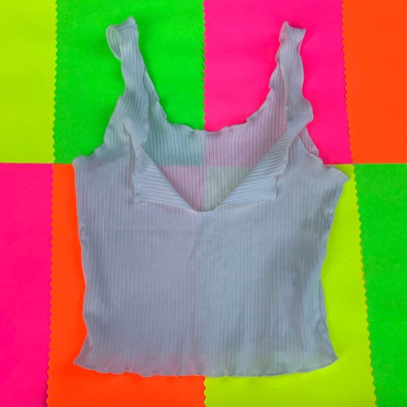 Tops - White Lettuce Hem Tank Top